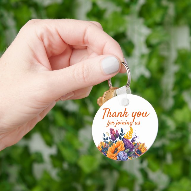 Chaveiro Convite de Churrasco de Noiva com Girassóis e Sol  (Mão)