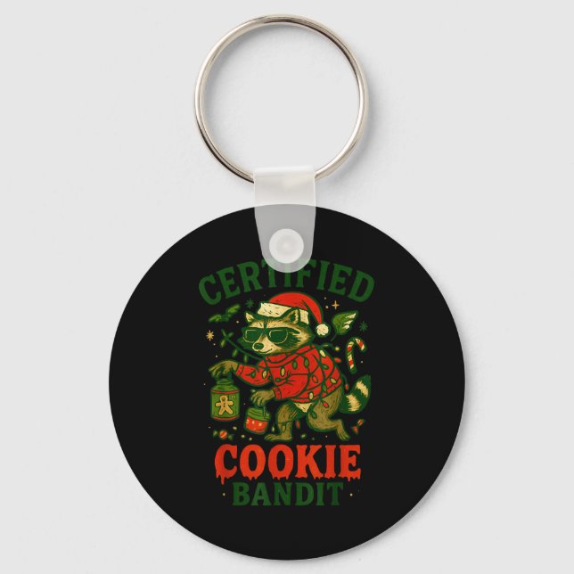 Chaveiro Cookie Bandit Certificado, Luzes de Natal Engraçad (Frente)