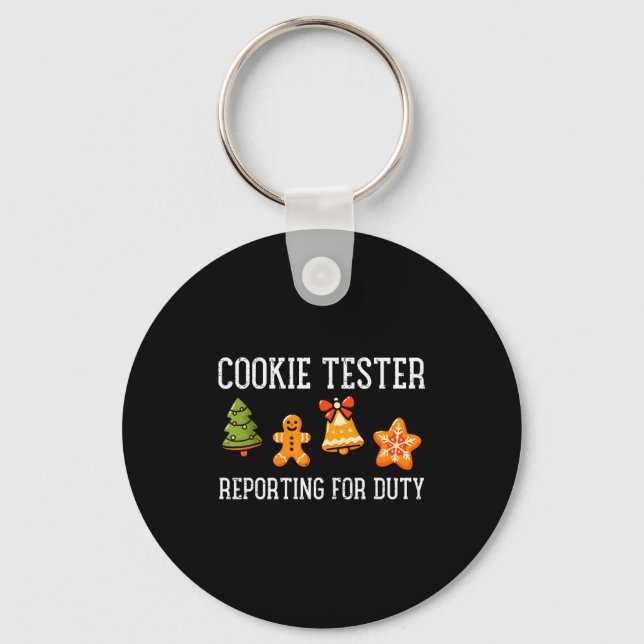 Chaveiro Cookie Tester Rerting Duty Funny Christmas Xmas Ki (Frente)