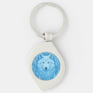 Chaveiro Cool Blue Geometric Wolf Low Poly Abstract Premium