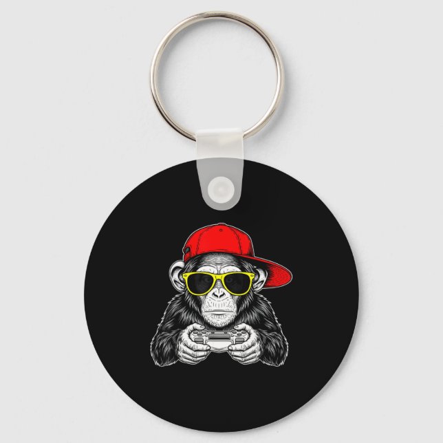 Chaveiro Cool Gamer Monkey With Controller Funny Gaming Vid (Frente)
