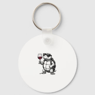 Chaveiro cool turtle drinking red wine art print_1 (2)