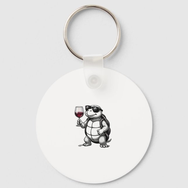 Chaveiro cool turtle drinking red wine art print_1 (2) (Frente)