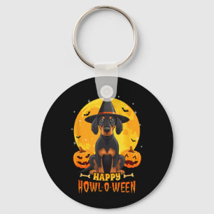 Chaveiro Coonhound Preto e Castanho Halloween Uivo de Cacho