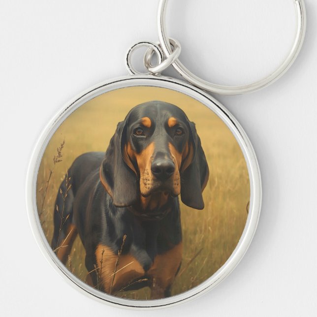 Chaveiro Coonhound Preto e Fogueira (Frente)