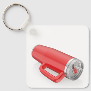 Chaveiro Copo de aço inoxidável isolado vermelho com canudo