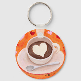Chaveiro Copo de café com corações