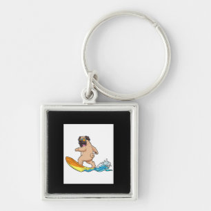 Chaveiro Copos de Vestida de Pug Surfing Surf Pug