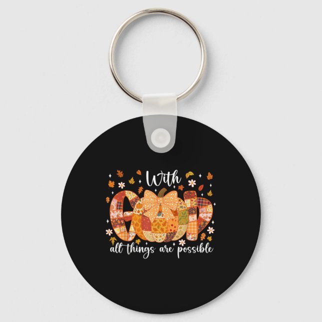 Chaveiro Coqueta De Patchwork Pumpkin Com Deus Todas As Coi (Frente)