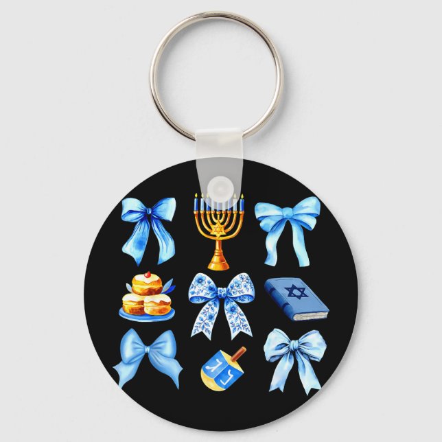 Chaveiro Coquette Bow Jewish Holiday Chanukah Hanukkah Meno (Frente)