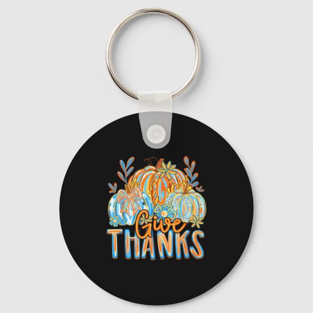 Chaveiro Coquette Give Thanks Christian Thanksgiving Floral (Frente)