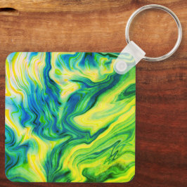 Chaveiro Cor acrílica, azul, verde, amarelo /