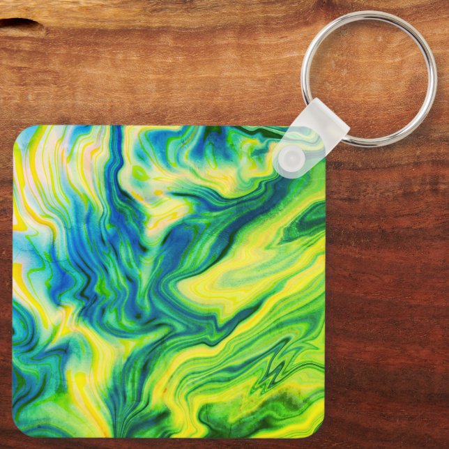 Chaveiro Cor acrílica, azul, verde, amarelo / (Verso)