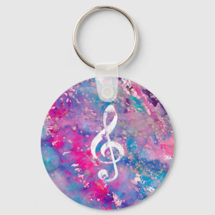 Chaveiro Cor Azul Cor Azul Rosa Pintor Música Nota Clef
