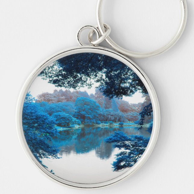 Chaveiro Cor azul legal, natureza única, lago (Frente)