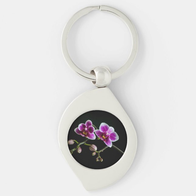 Chaveiro Cor branca rosa-orquídea em preto pálido e suave (Frente)