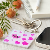 Cor d'água rosa corações Nomes personalizados de C
