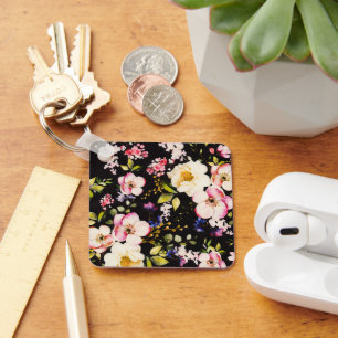 Chaveiro Cor-de-água Cor rosa Rosas amarelas pretas Fundo p