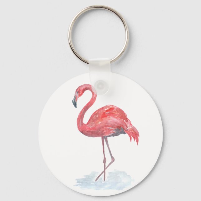 Chaveiro Cor de água rosa Flamingo. (Frente)