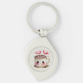 Chaveiro Cor de rosa e creme Aquarela Cacau Quente