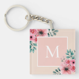 Chaveiro Cor-de-rosa | Monograma Floral de Fotografia