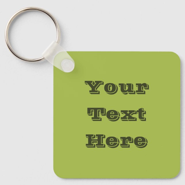 Chaveiro Cor Sólida do Primavera Verde de Grama Branco (Frente)