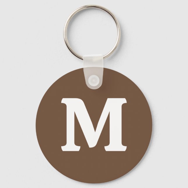 Chaveiro Cor Sólida Marrom Do Café | Monograma (Frente)