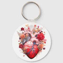 Chaveiro Coração anatômico com flores