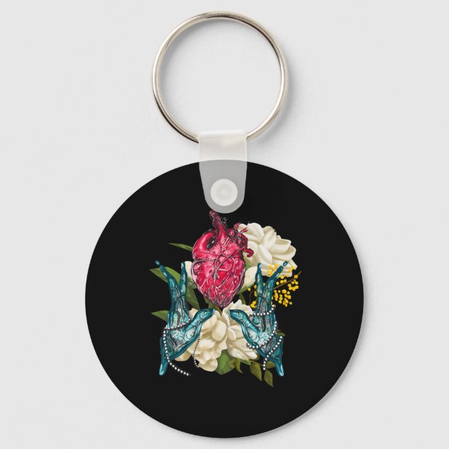 Chaveiro Coração Anatômico e Flores Doutor Valentim (Frente)
