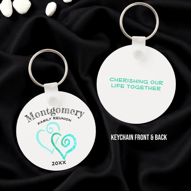 Chaveiro Coração Azul Vinculado à Reunião da Família Person (template heart designed key chain)