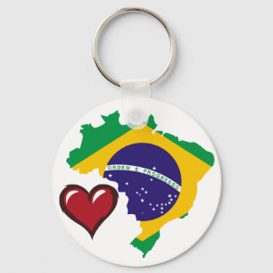Chaveiro Coração brasileiro do vermelho da bandeira de pa