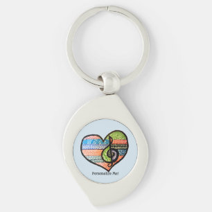 Chaveiro Coração Colorida Rainbow Music Personalizada