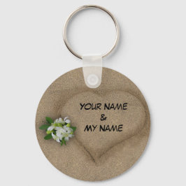 Chaveiro Coração com seus Nomes na Areia