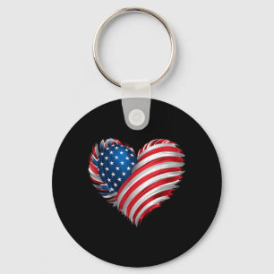 Chaveiro Coração da Bandeira Americana para o Dia da Indepe