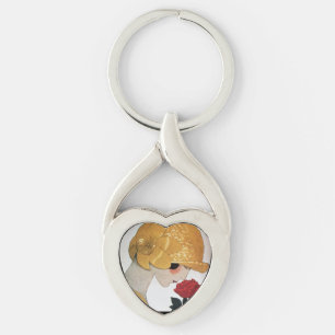 Chaveiro Coração da forma da beleza da ROSA VERMELHA da