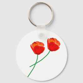 Chaveiro Coração das Flores Vermelhas Poppy