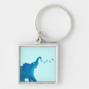 Chaveiro coração de elefante azul