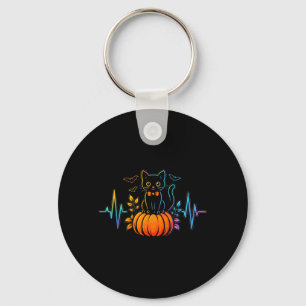Chaveiro Coração de Gato Preto Abóbora de Halloween para Mu