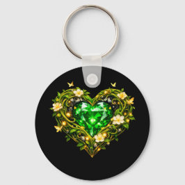 Chaveiro Coração de Luxo em Verde Esmeralda Elegante Pulsei