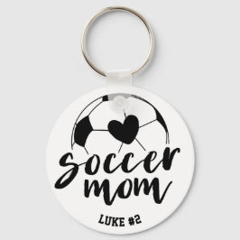 Chaveiro Coração de Mãe de Futebol Bola Nome e Número Perso