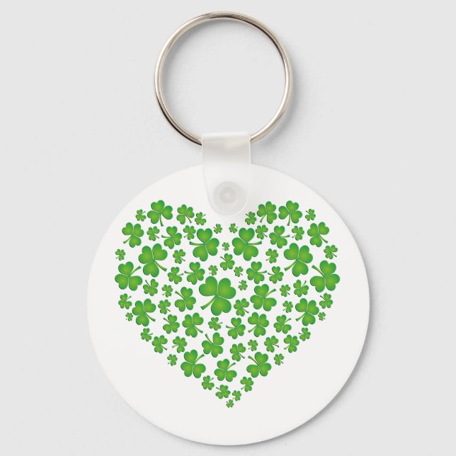 Chaveiro Coração de Shamrock Verde (Frente)