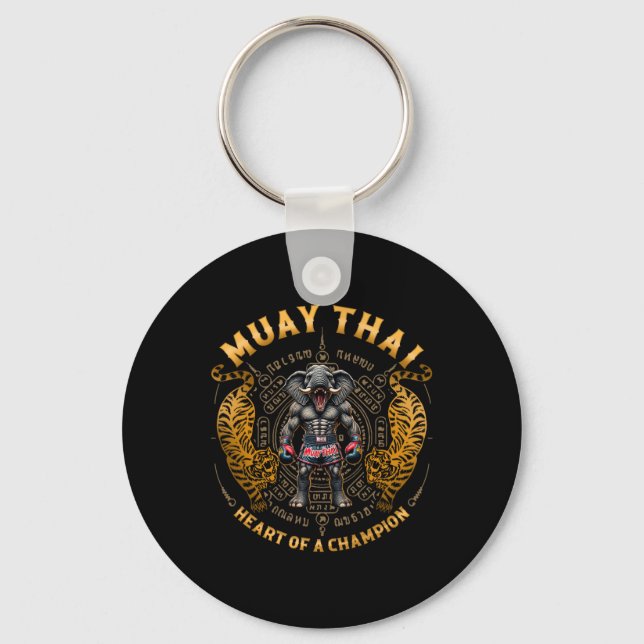 Chaveiro Coração de um Campeão - Kickboxing e Muay Thai Ele (Frente)