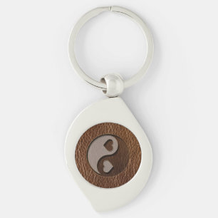 Chaveiro Coração de Yin Yang do Couro-Olhar