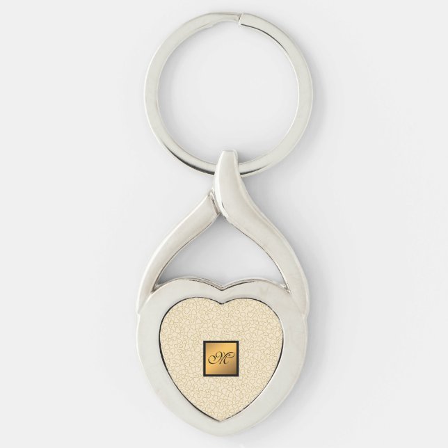Chaveiro Coração Dourada de Amor Moderno e Elegante (Frente)