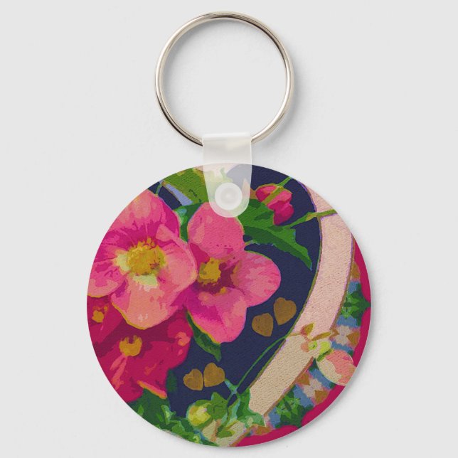 Chaveiro Coração e Flores (Frente)