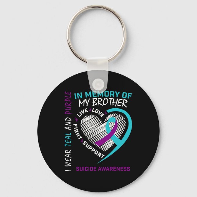 Chaveiro Coração Em Memória Do Meu Irmão Sensibilização Par (Frente)