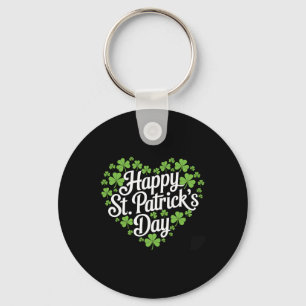 Chaveiro Coração Feliz Dia de São Patrício Trevo Irlandês