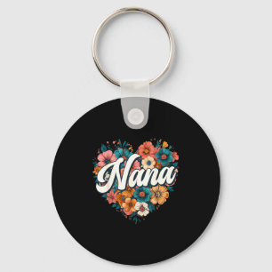 Chaveiro Coração floral Nana flor dia das mães vintage retr