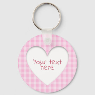 Chaveiro Coração Gingham Rosa