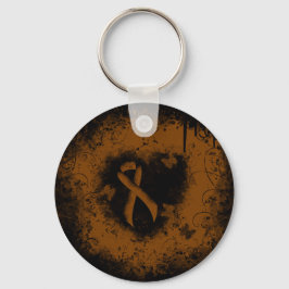 Chaveiro Coração Grunge de Fita de Sensibilização Marrom